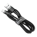 Izturīgs elastīgs kabelis USB Iphone Lightning QC3.0 2.4A 0.5M melns-pelēks kabelis