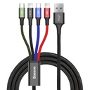USB cable 4in1 2 x Iphone Lightning USB-C microUSB cable in nylon braid 3.5A 1.2m black