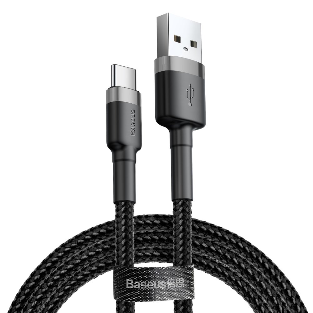 Durable nylon cable USB-C 2A 3M USB cable black-gray