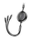 Expandable cable 3-in-1 USB microUSB Iphone Lightning USB-C 3.5A cable 35cm 120cm black