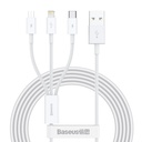 Superior 3-in-1 USB Iphone Lightning USB-C microUSB cable 3.5 A 1.5 m White