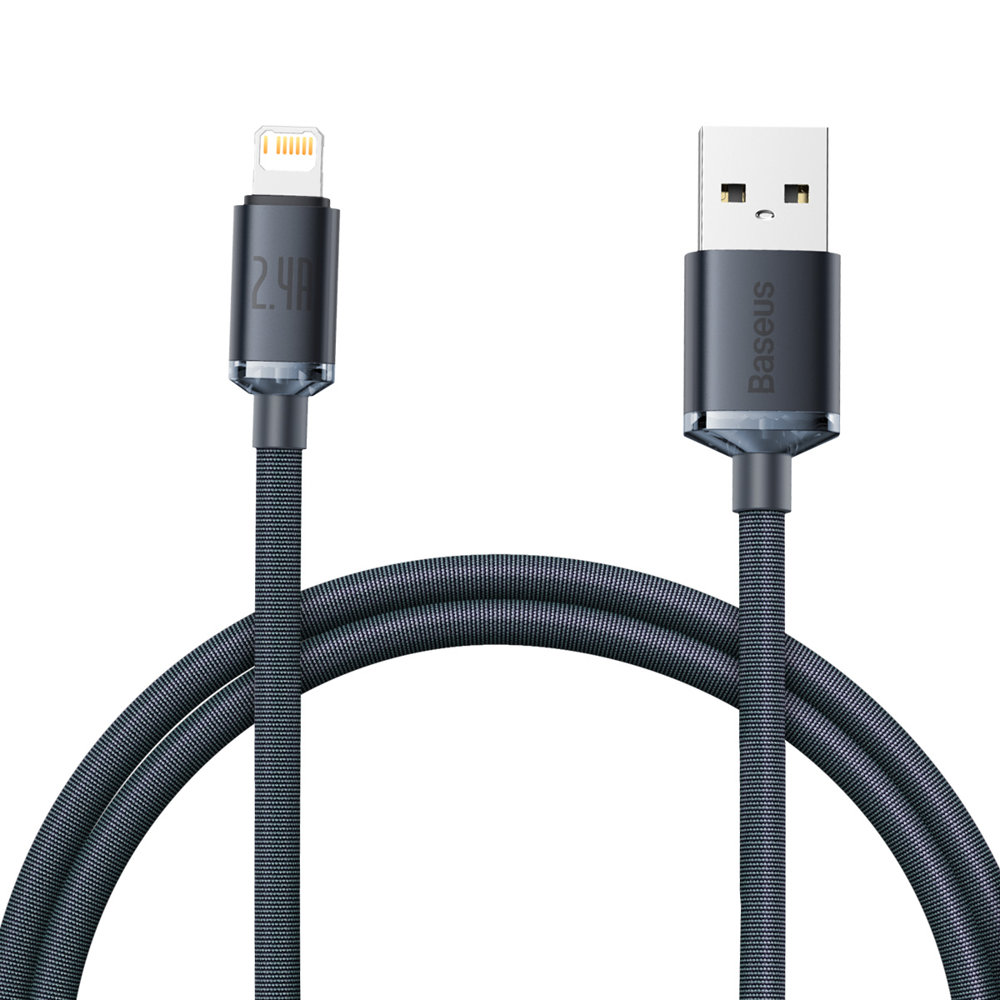 USB Iphone Lightning 2.4A 1.2m fast charging and data transfer cable black