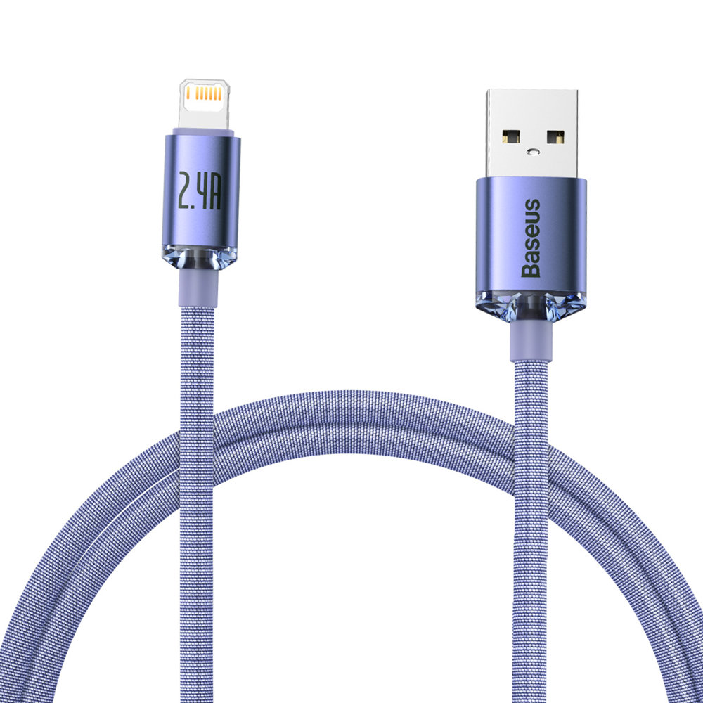 USB Iphone Lightning 2.4A 1.2m fast charging and data transfer cable purple