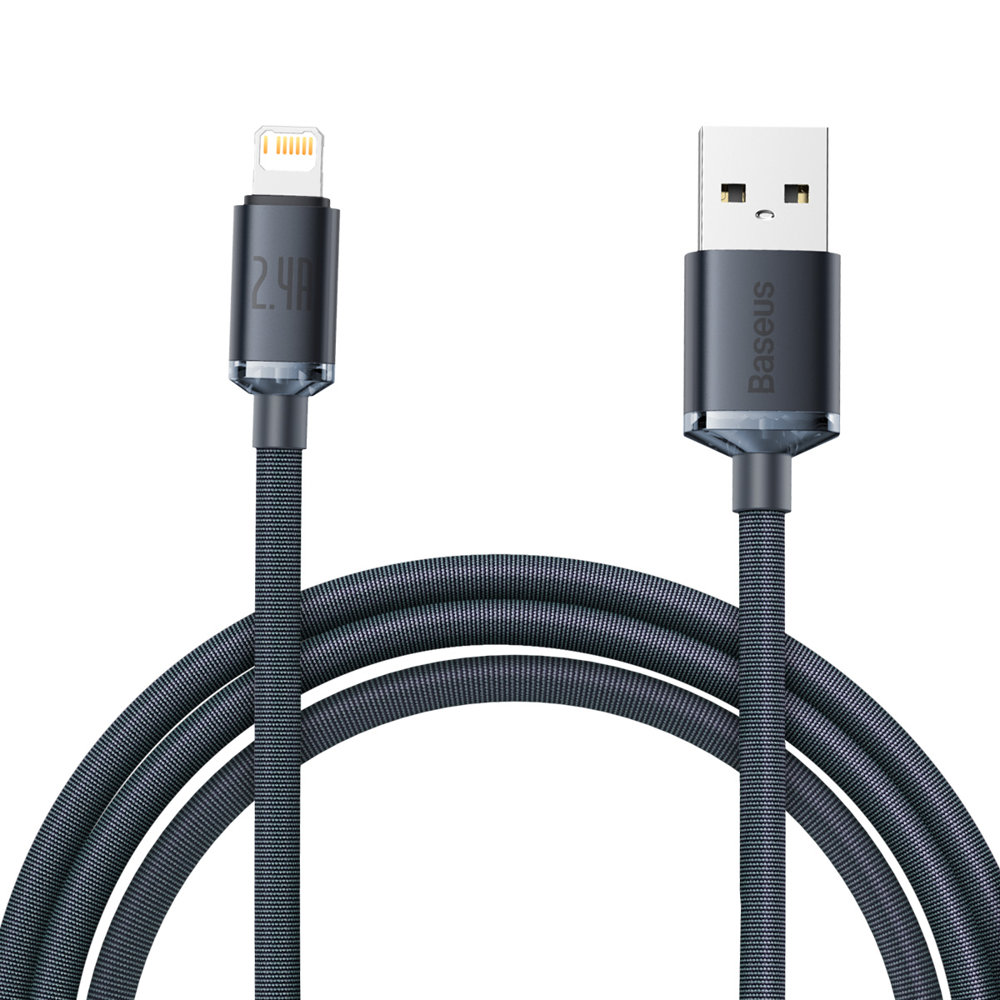USB Iphone Lightning 2.4A 2m fast charging and data transfer cable black
