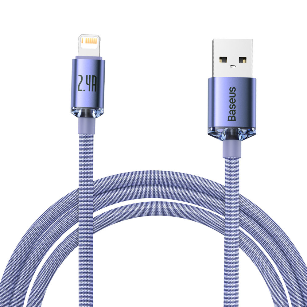 USB Iphone Lightning 2.4A 2m fast charging and data transfer cable purple