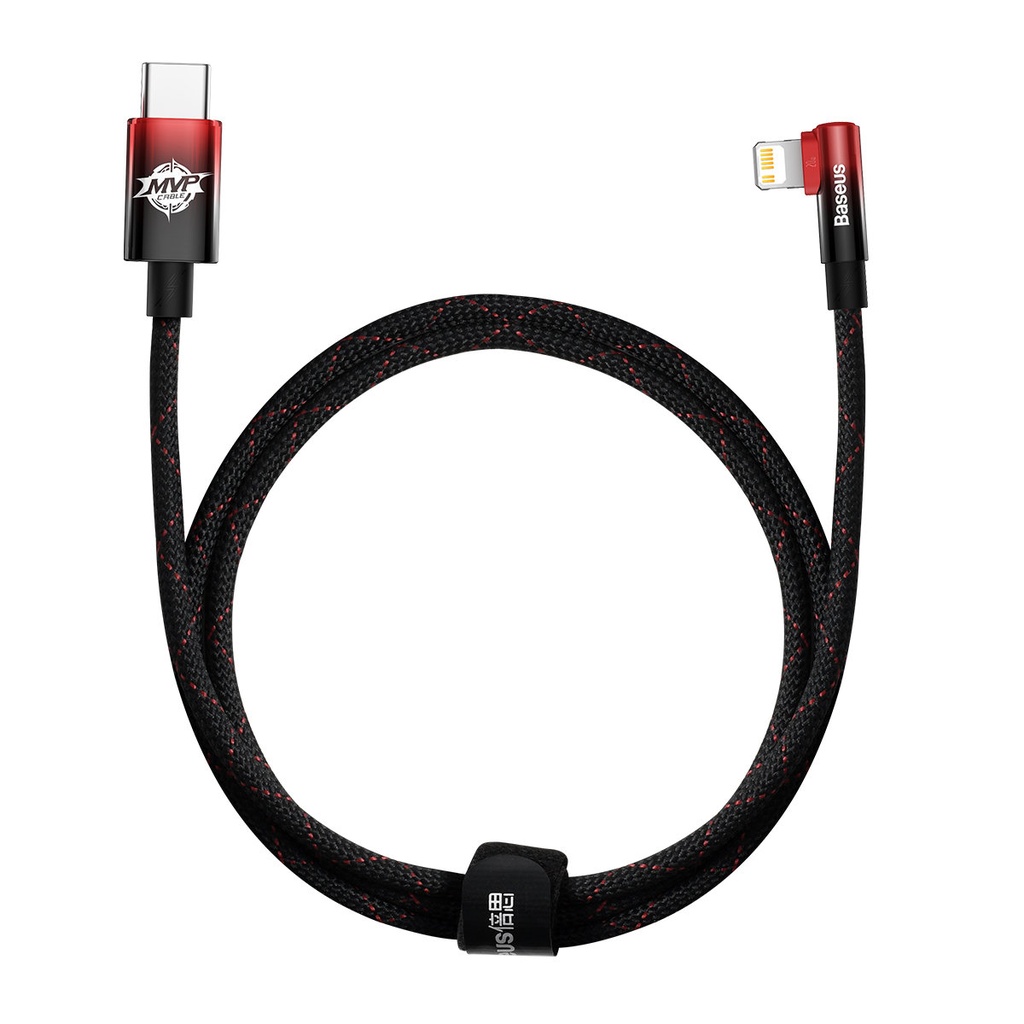 Angular Power Delivery cable with USB-C Iphone Lightning side connector 1m 20W red