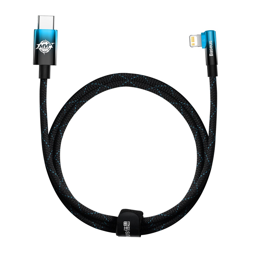 Angular Power Delivery cable with USB-C Iphone Lightning side connector 1m 20W blue