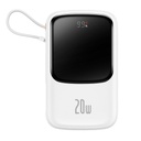 Powerbank with fast charging 10000mAh 20W QC-PD-SCP-FCP Iphone Lightning cable white