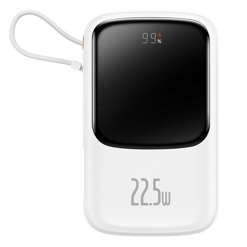 Powerbank with fast charging 10000mAh 22.5W QC-PD-SCP-FCP USB-C cable white