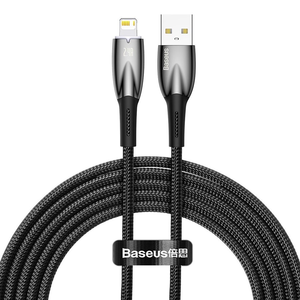 Glimmer Series USB-A Iphone Lightning cable 480Mb-s 2.4A 2m black