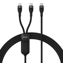 Flash Series 2-in-1 USB-C 2xUSB-C 100W fast charging cable 1.5m black