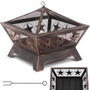 Metal garden hearth with poker 61 x 61 x 53 cm - bronze
