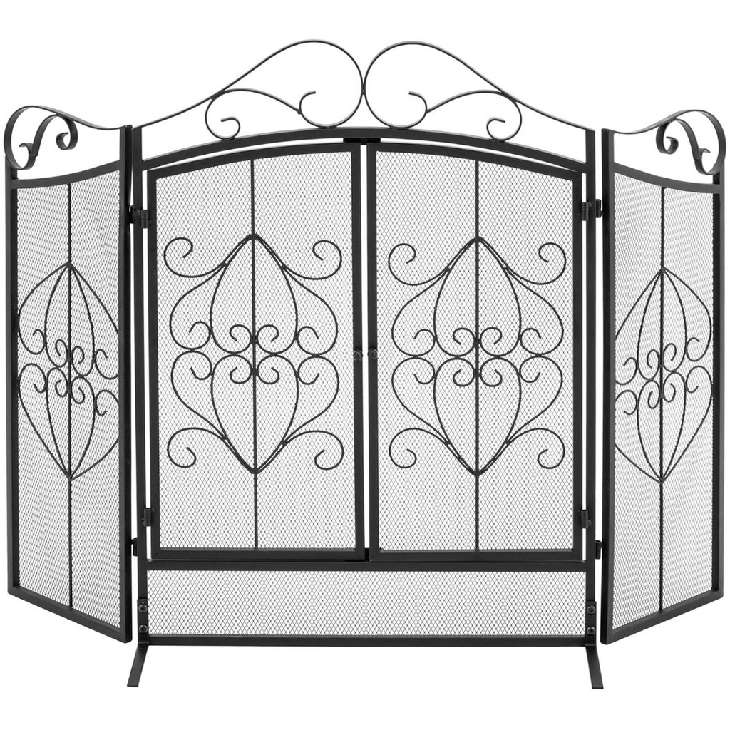 Fireplace screen decorated openable 3-part 150 x 83 cm