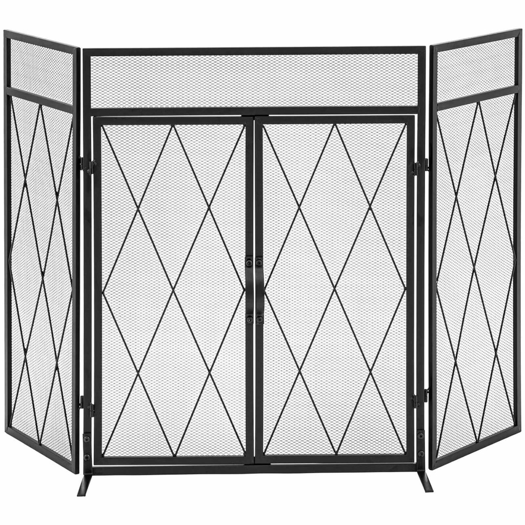 Fireplace screen decorated with door 3 parts 127 x 80 cm