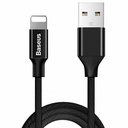 Pīts tekstila kabelis USB - iPhone Lightning 1,8 m - melns