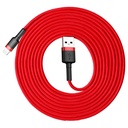 Patvarus nailono kabelis USB - iPhone Lightning QC3 kabelis 3 m - raudonas