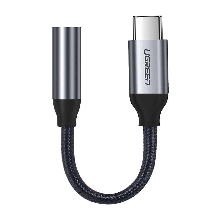 Ausinių adapteris iš "Mini Jack 3,5 mm" į USB-C 10 cm - pilkas