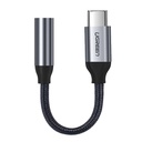 Ausinių adapteris iš "Mini Jack 3,5 mm" į USB-C 10 cm - pilkas
