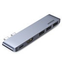 Daugiafunkcinis "MacBook Pro" / "Air" prievadas 2x USB-C į USB-C HDMI 3x USB 3.0 - pilkas