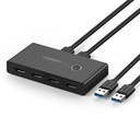 Komutatora kaste HUB komutators 4x USB 3.2 Gen 1 USB sadalītājs diviem datoriem - melns
