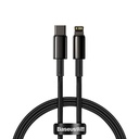 Kabelis "iPhone" USB-C - "Lightning" greitasis įkrovimas 20W 1 m - visas juodas