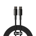 USB-C kabelis - USB-C ātrās uzlādes 100W 2m - viss melns
