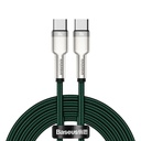 USB-C kabelis - USB-C Cafule Metal Data Power Delivery 100W 2m - zaļš