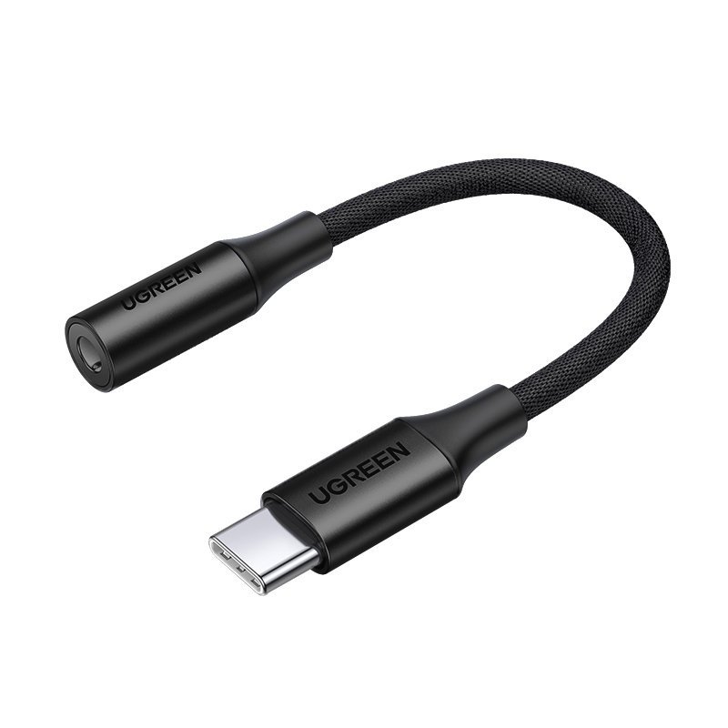 USB-C uz 3,5 mm mini jack austiņu adapteris 10 cm - melns
