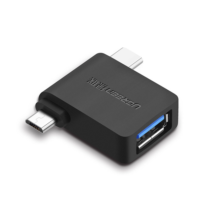 OTG 2in1 USB uz USB-C / micro USB adapteris - melns