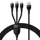 Kabelis 3v1 USB uz USB-C / iPhone Lightning / micro USB 1,2 m - melns