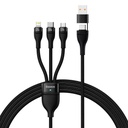 Kabelis 4in1 USB+USB-C uz USB-C / iPhone Lightning / micro USB 1,2 m - melns