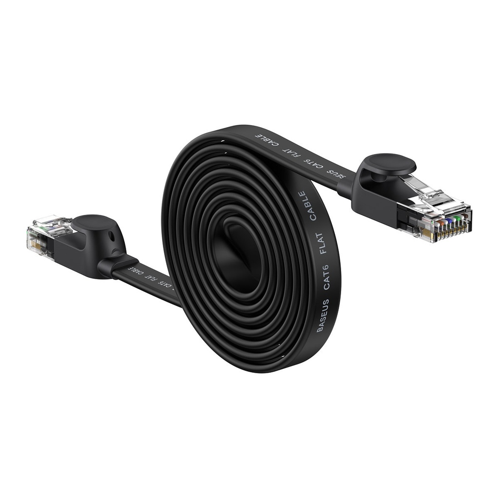 Patchcord RJ45 Speed Six 1000Mbps 2m plakans tīkla kabelis - melns