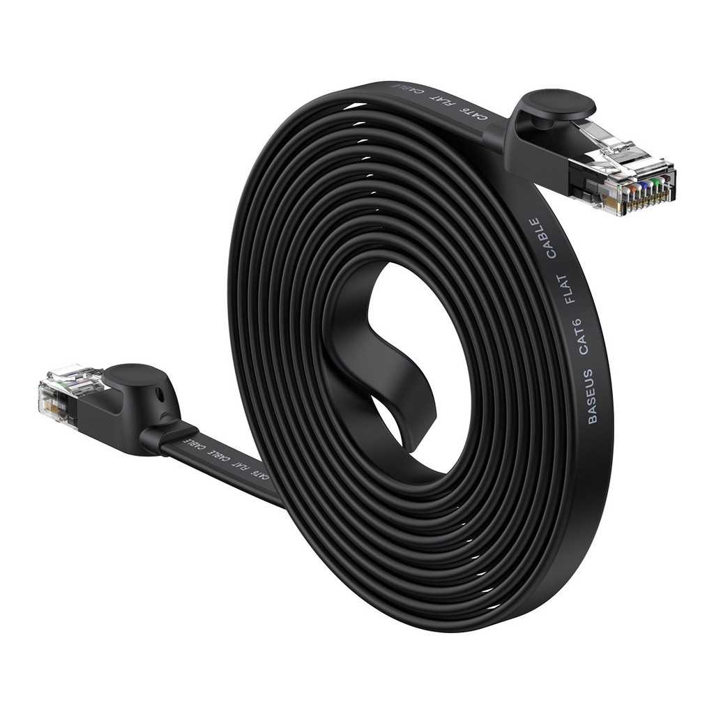 Patchcord RJ45 Speed Six 1000Mbps plakanais tīkla kabelis 10m - melns