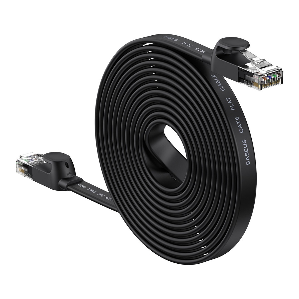 Patchcord RJ45 Speed Six 1000Mbps 15m plakans tīkla kabelis - melns