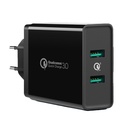 Mobilo tālruņu lādētājs 2x USB-A 36W QC3.0 - melns