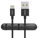 Organizer holder for 4 cables self-adhesive cables - black