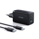 GaN USB 2x USB-C fast charger + USB-C cable 1.2m - black