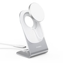 15W Qi inductive charger with MagSafe + magnetic stand for phone - white
