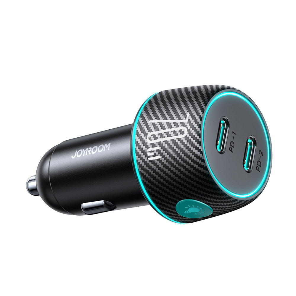 2x USB-C 70W dual car charger with LED backlight JR-CCN02 - black