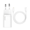 Greitasis įkroviklis "Iphone Super Si 1C 20W Power Delivery + USB-C - Lightning kabelis 1 m, baltas