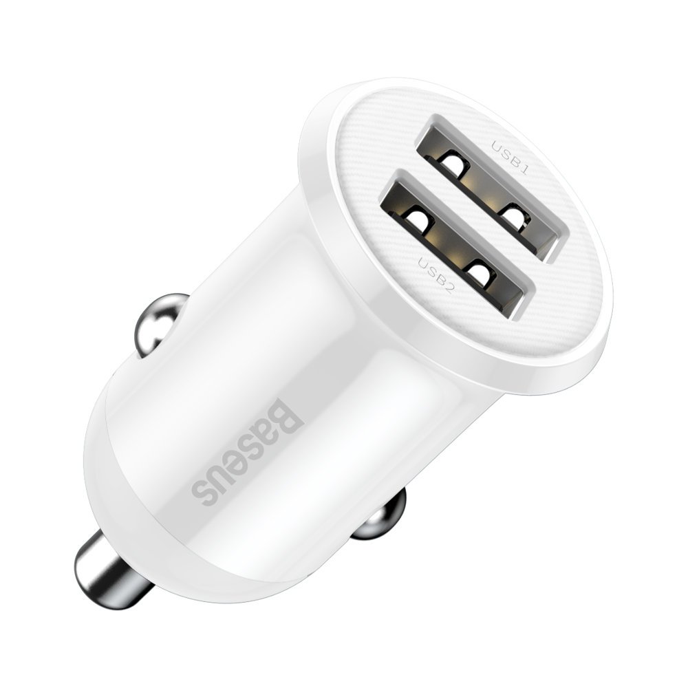 Grain Pro 2x USB 4.8A auto lādētājs cigarešu aizdedzinātāja ligzdai, balts