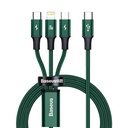 Rapid 3-in-1 USB-C - USB-C / Lightning / micro USB 20 W kabelis 1,5 m zaļš
