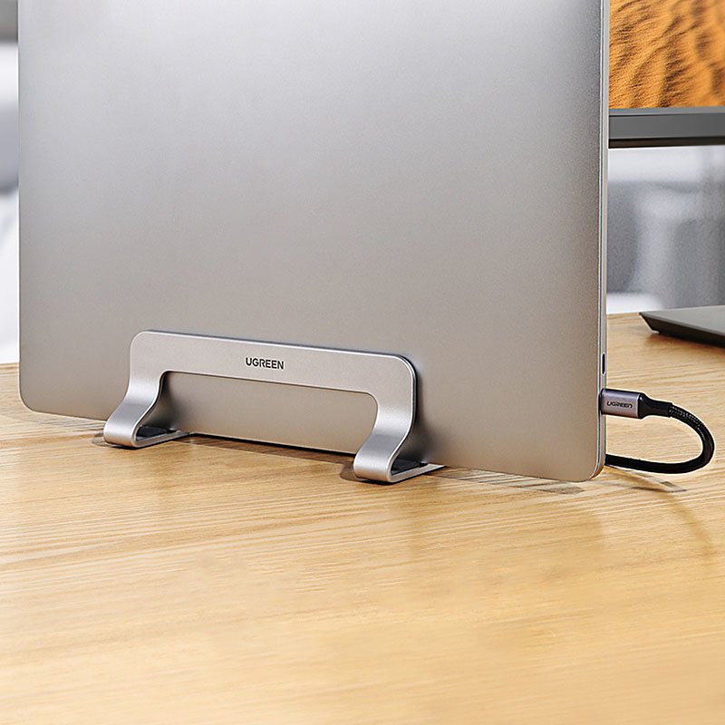Vertikalus laikiklis "MacBook" nešiojamojo kompiuterio planšetinio kompiuterio laikiklis, aliuminis, sidabrinis