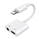 Adapteris ausinių daliklis "iPhone Lightning" - "Lightning" 3,5 mm mini lizdas, baltas