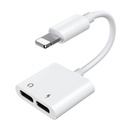 Adapteris ausinių daliklis "iPhone Lightning" - 2x Lightning baltos spalvos