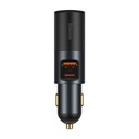 USB automobilinis įkroviklis USB-C cigarečių žiebtuvėlio lizdas QC PD Share Together pilka