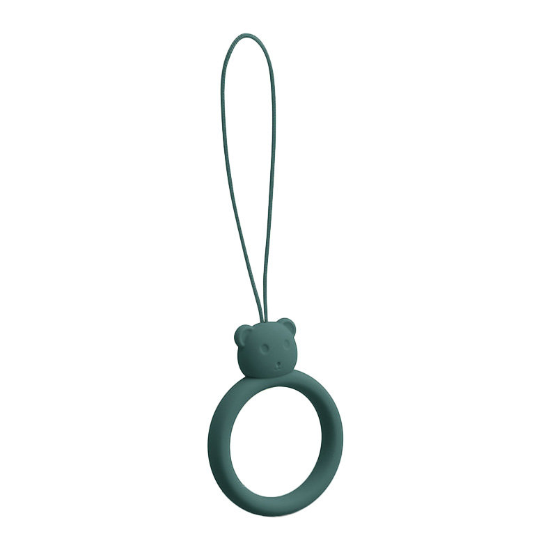 Silicone phone lanyard pendant bear ring finger ring dark green