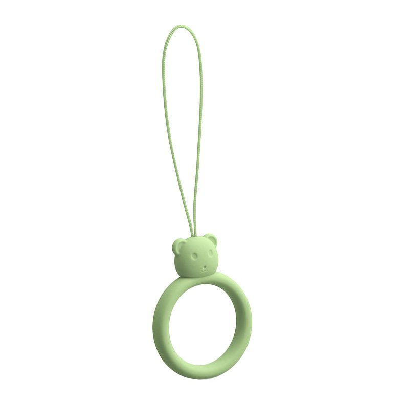 Silicone phone lanyard pendant bear ring finger ring light green