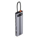 Daudzfunkcionāls USB-C portu replikators HUB Metal Gleam 11in1 pelēks