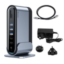 Multifunctional HUB replicator port splitter card reader EU CN UK plugs grey